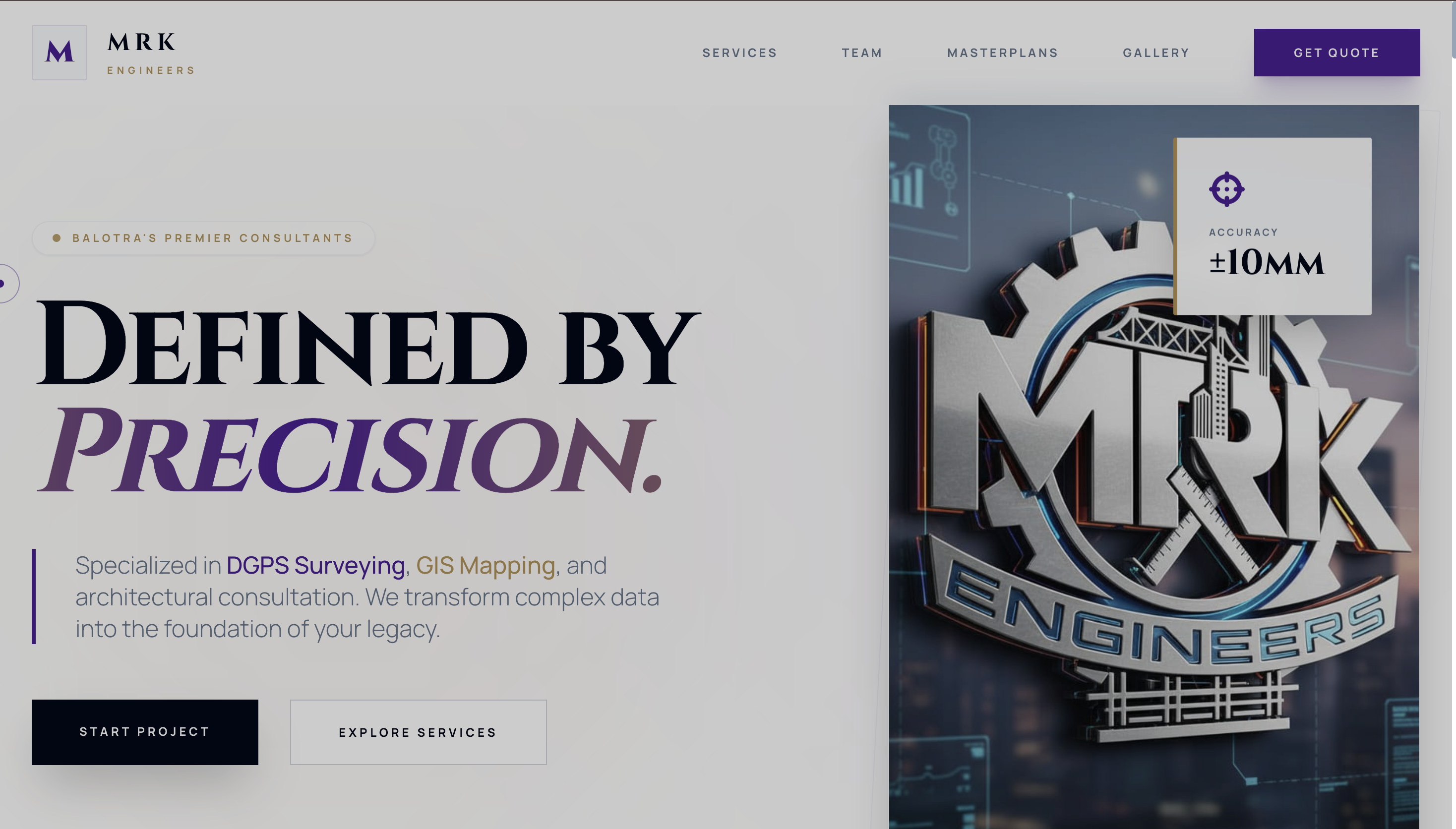 MRK Engineers Website Mockup - Heavy Machinery & Infrastructure Web Design by Piyush Assudani